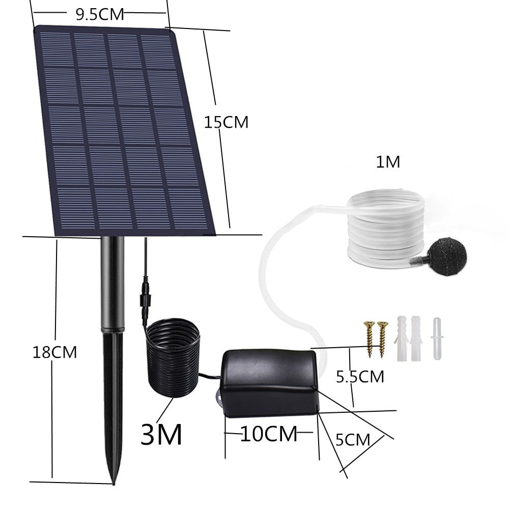 Solar Powered Oxygenator Aquarium Air Pump for Landscape Decorations