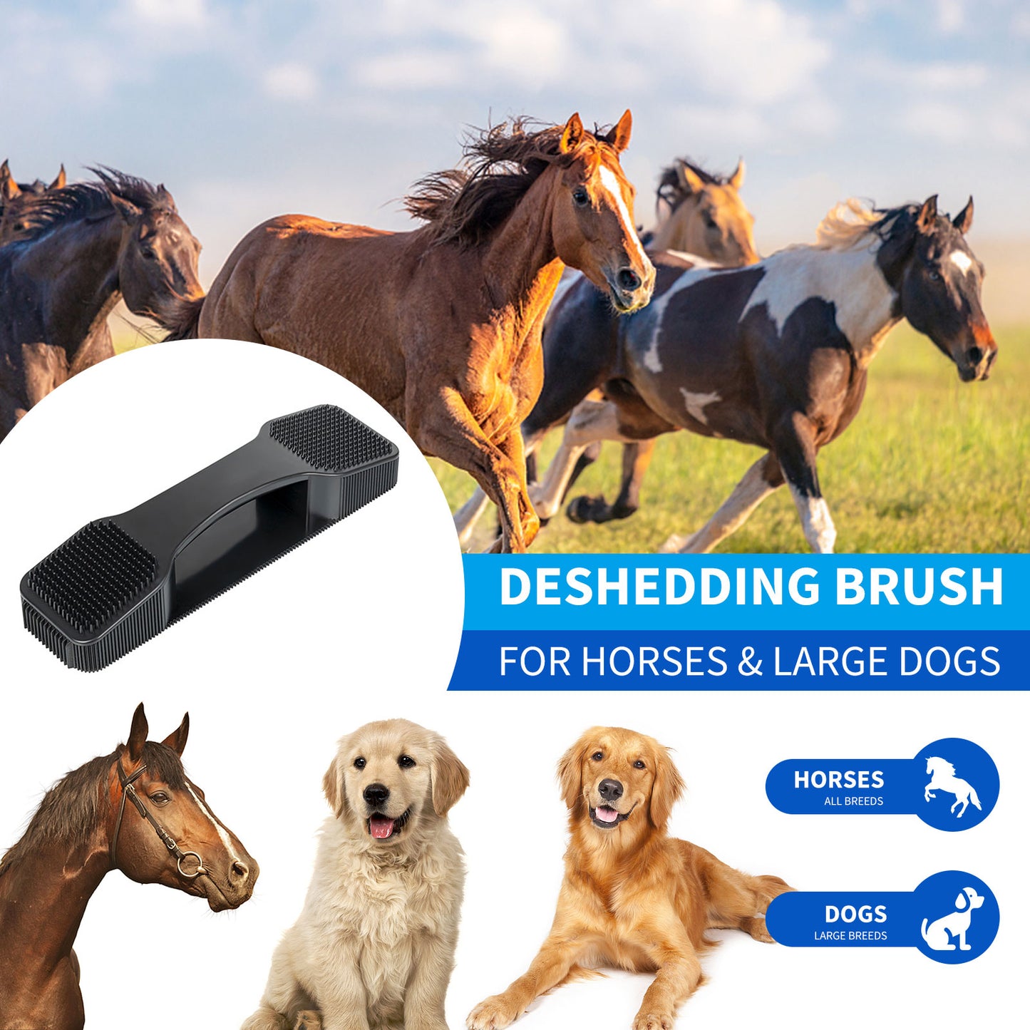 Deshedding Brush for Horses or Large Dogs