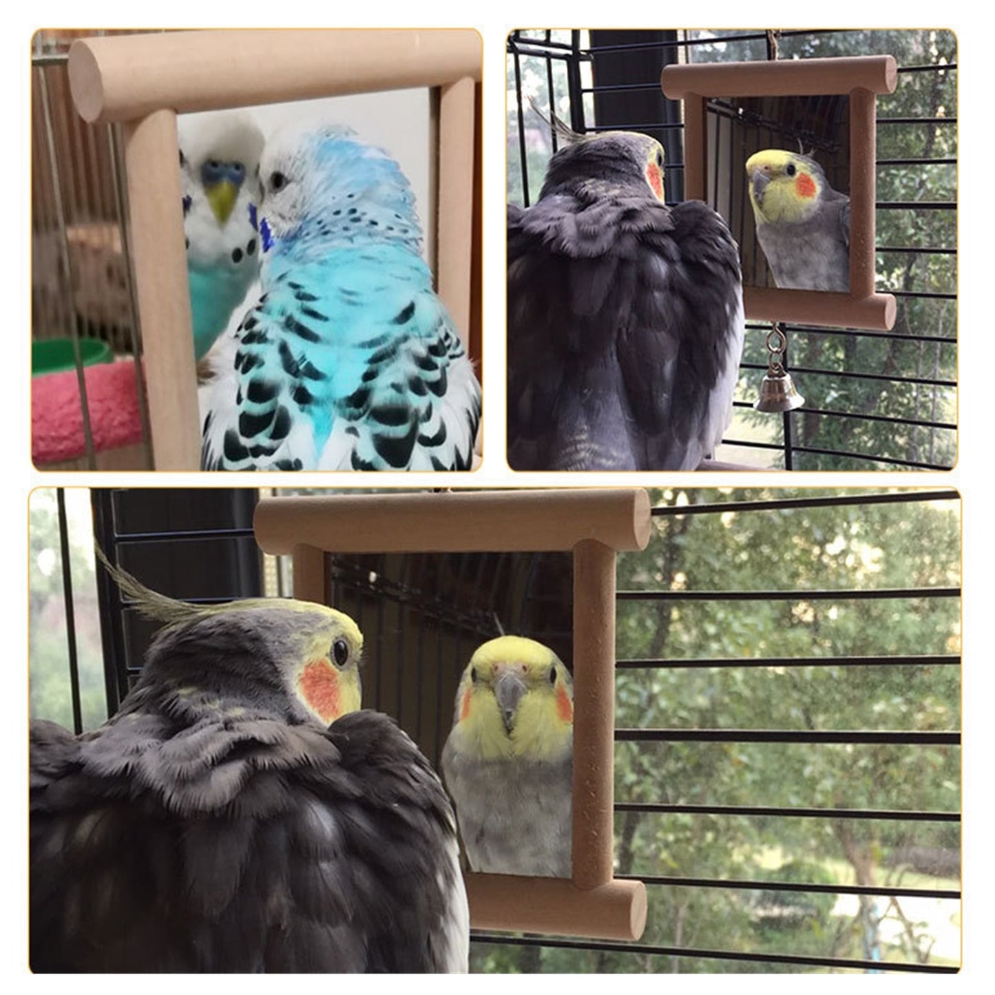 Bird Mirror With Bell
