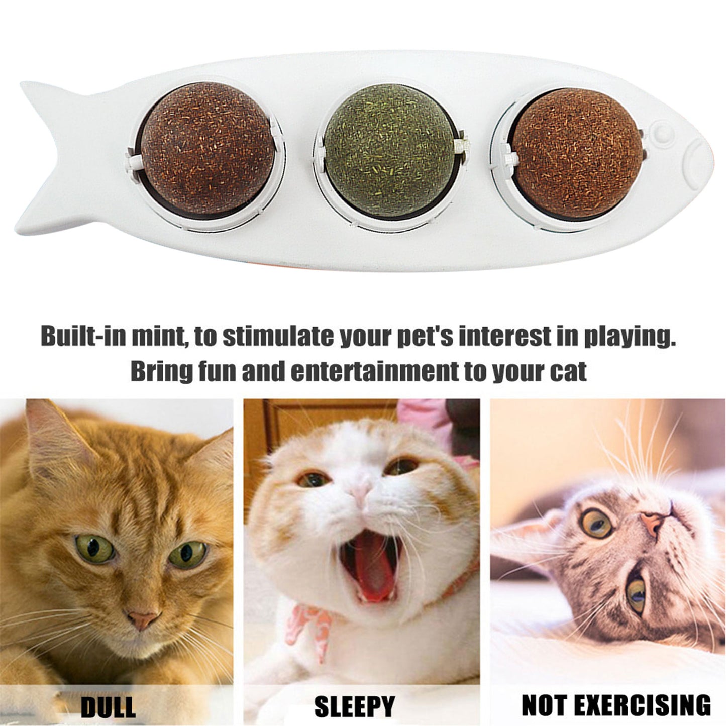 3-in-1 Spinning Mint Balls for Cat Teeth Health